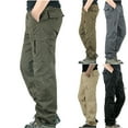 thumbnail image 4 of WREESH Men's Cargo Pants Slim Multi Pocket Straight Trousers Outdoor Sports Overalls Pants Black, 4 of 5
