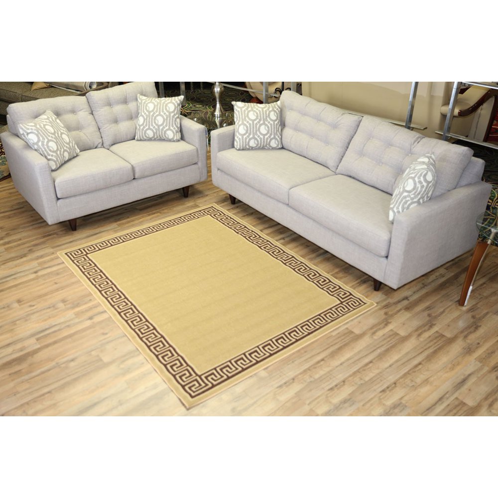 Meander Design Printed Slip Resistant Rubber Back Latex Runner Rug and