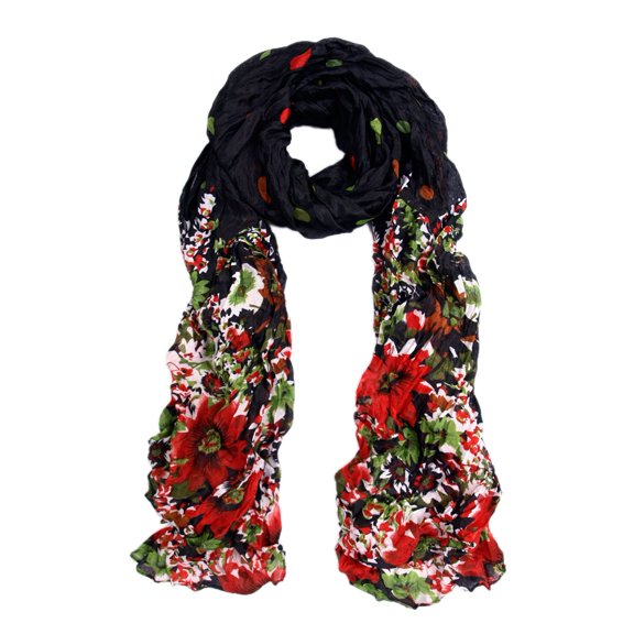 Premium Polka Dot Flower Print Scarf