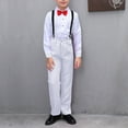 thumbnail image 3 of Owordtank 3 Pieces Boys Suits Formal Dresswear Kids Dress Shirt with Bowtie Suspender Pants Outfit Sets Gentleman Wedding Suit, 3 of 4