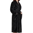 thumbnail image 2 of Cotton Paradise Mens and Womens Robe, Warm Fleece Unisex Bathrobes, Soft Plush House Robes, Medium-Large, Coal Black, 2 of 7