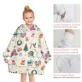 thumbnail image 6 of Beige Christmas Santa Pattern Blanket Hoodies for Kids 6-13YR Oversize Wearable Blanket Hoodies for Boys Girls Teens, 6 of 7