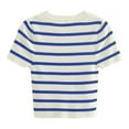 thumbnail image 4 of Drses Womens Summer Tops Striped Print Knit Short Sleeve Slim Fitted Crop Tee Top, 4 of 6