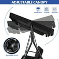 thumbnail image 4 of Gartoo 3 Seat Outdoor Patio Swing with Converting Canopy, Cushioned Steel Frame Porch Canopy Swing Chair, Swing Glider Hammock for Patio, Garden, Black, 4 of 9