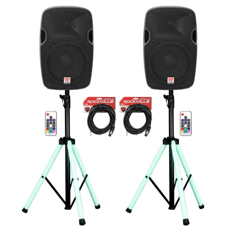 (2) Rockville SPGN128 12  Passive 1200w DJ PA Speakers+LED Stands+Remote+Cables price history on PriceWatchPro