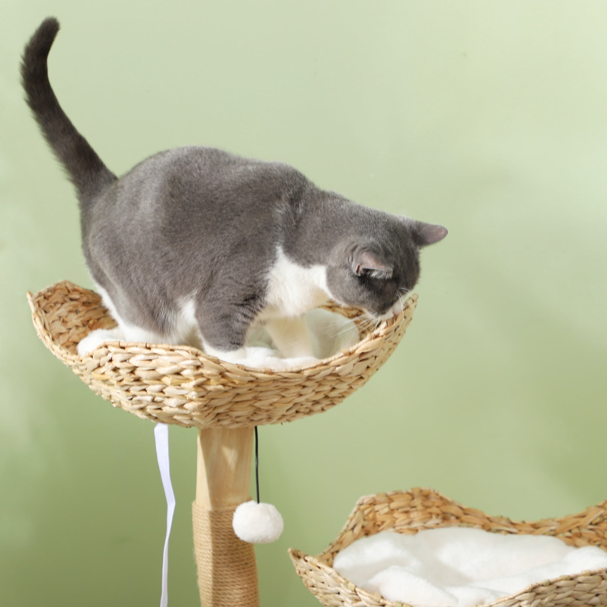PawHut Modern Cat Tree with Wooden Scratching Posts, Condo, Beds & Cushions