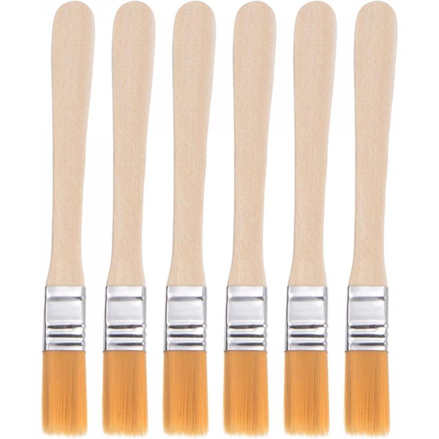 Mapa de abastecimiento Pincel pequeño de 0,5" de ancho, cerdas de nailon con mango de madera, herramienta de pintura para pared, puerta, armarios, muebles, vallas, 6 piezas