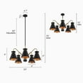 thumbnail image 2 of Savonnerie Modern Farmhouse 5-Light Black Gold Chandelier Pendant Light with Metal Shades - 23" D x 9" H, 2 of 5