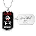 thumbnail image 4 of Rhodesian Ridgeback Love Is Stainless Steel or 18k Gold Dog Tag 24" Chain, 4 of 8