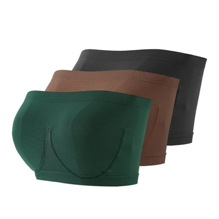 

SOOMLON Comfy Bras for Women Stretch Strapless Bra Summer Bandeau Bra Plus Size Strapless Bra Comfort Wireless Bra Female Lingerie Push Up Bralette Army Green XXXL