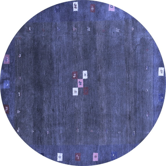 Ahgly Company Indoor Round Abstract Blue Contemporary Area Rugs, 8' Round