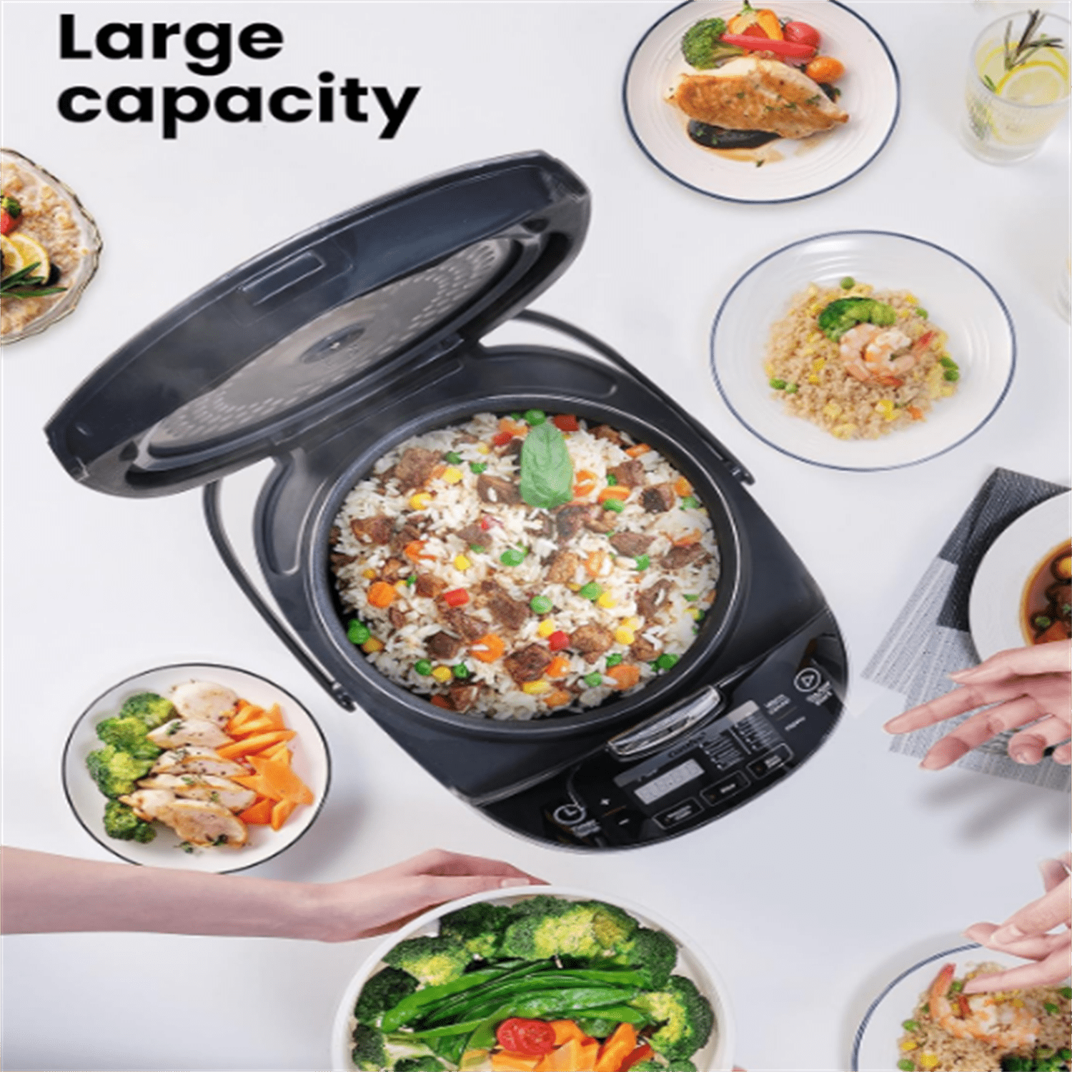 Cooker, Japanese Large Rice Cooker with Fuzzy Logic Technology, 11 Presets, 10 Cup Uncooked/20 Cup Cooked, Auto Keep Warm, 24-Hr Delay Timer