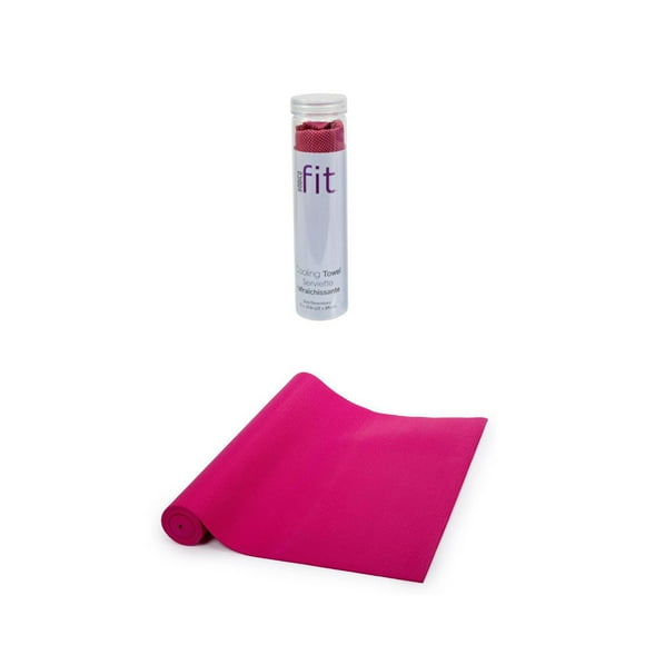 Ensemble de fitness avec Tapis de yoga antidérapant et serviette super rafraîchissante de Bodico, rose