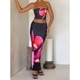 thumbnail image 5 of Women 2 Piece Outfits Floral Print Tube Tops and Elastic Long Skirt Set Crop Vest Summer Clothes Streetwear for Vacation, 5 of 6