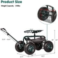 thumbnail image 7 of Kinbor Patio Garden Cart Rolling Work Seat with Tool Tray, Green, 7 of 7