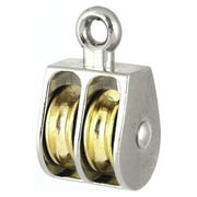 Unique Bargains 20mm Diameter Stainless Steel Double Sheave Fixed Eye Rope Pulley