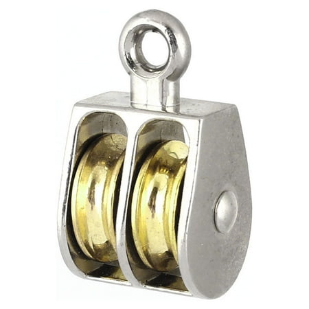 Unique Bargains 20mm Diameter Stainless Steel Double Sheave Fixed Eye Rope Pulley