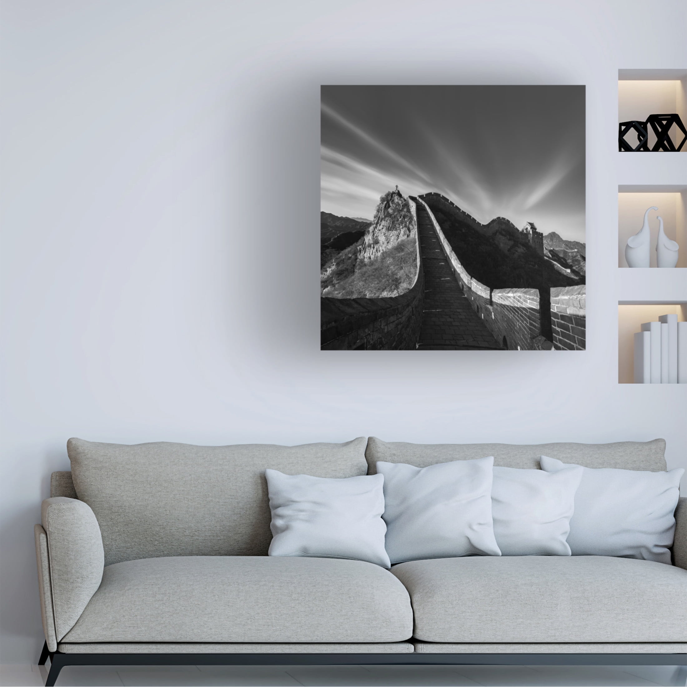 Canvas Wall Art - Hua Zhu 'Photographing The Great Wall' Wall Art for Living Room, Bedroom, or Office D?cor by Trademark Fine Art - 35 x 35 Inches