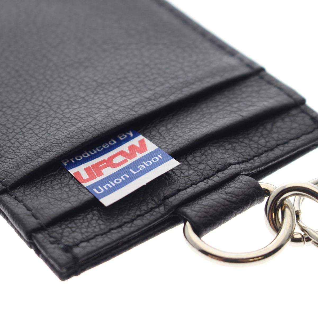 Union Made Leather Badge Holder - USA Manufactured Heavy Duty Four Pocket ID Badge Wallet with Lanyard by Specialist ID