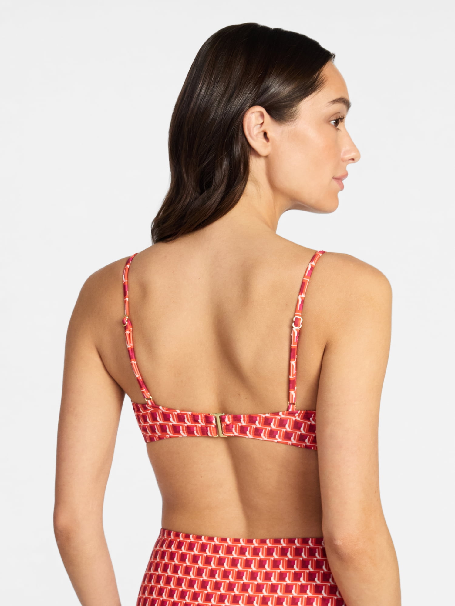 Time and Tru Women's and Women's Plus Size Geo Print Bralette Top, Sizes XS-3X, Family Swim
