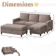 thumbnail image 4 of Convertible Sectional Sofa Couch with Storage Ottoman, L-Shaped Wide Reversible Chaise with Linen Fabric(Dark Beige), 4 of 7
