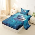 thumbnail image 2 of Feelyou Cartoon Kawaii Shark Twin Sheet Sets for Kids Boys Girls, Mystic Undersea Reef Animal Bedding, Blue, 3pcs, 2 of 5