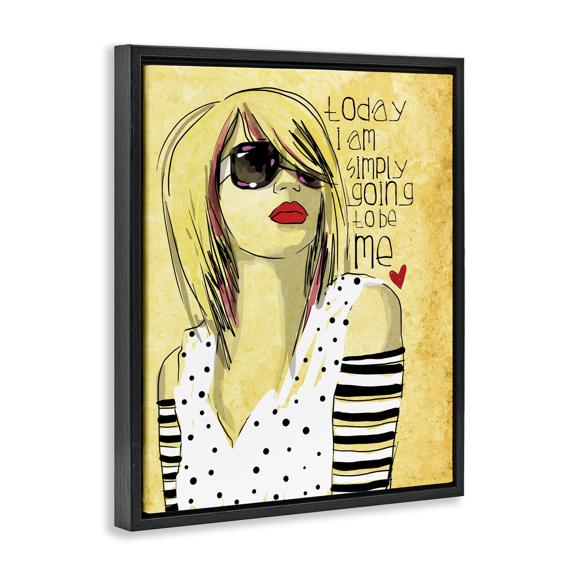 Stupell Industries Today I Am Simply Me Black Framed Floater Canvas Wall Art, design by Suzanne Millius