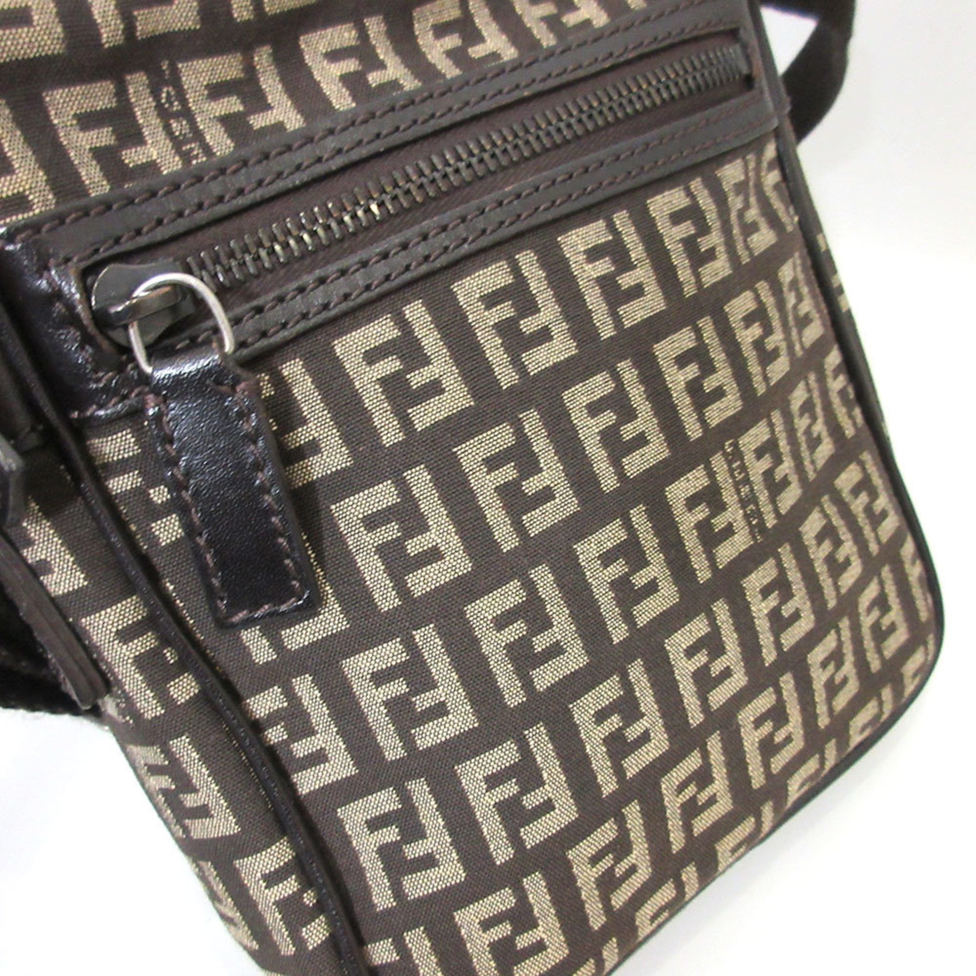 Fendi Zucchino Monogram Pochette Mini Shoulder Bag in Brown and Red – Nitryl