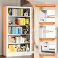 thumbnail image 4 of 5-Tier Bookcase with Adjustable Storage Shelves, Metal Bookshelf with Book Stopper, Bookcase Shelf for Library, Office, Living Room (White(1 Column,3 Combination Bookshelves)), 4 of 12
