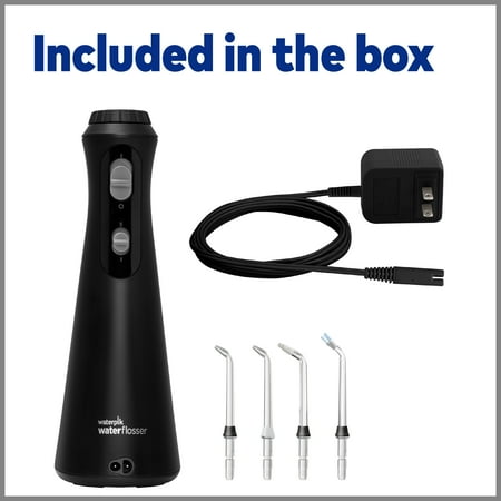 Waterpik Cordless Plus Water Flosser with 2 Settings, 4 Tips, ADA Accepted, Black