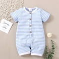 thumbnail image 2 of JUMESG Baby Boy'S Clothing Baby Pajamas, Short Sleeve Footless Rompers, Snap Closure Sleeper for Boy Girls 0 3 6 9 12 18 24 Months,Light Blue 0-3 Months, 2 of 3