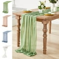thumbnail image 1 of Camino de mesa de gasa | Decoración de boda | Fiesta de banquete, tela de poliéster elegante, textura suave y fluida, acento romántico | Blanco, Verde, Rosa, Azul, | 27x120 in, 1 of 6