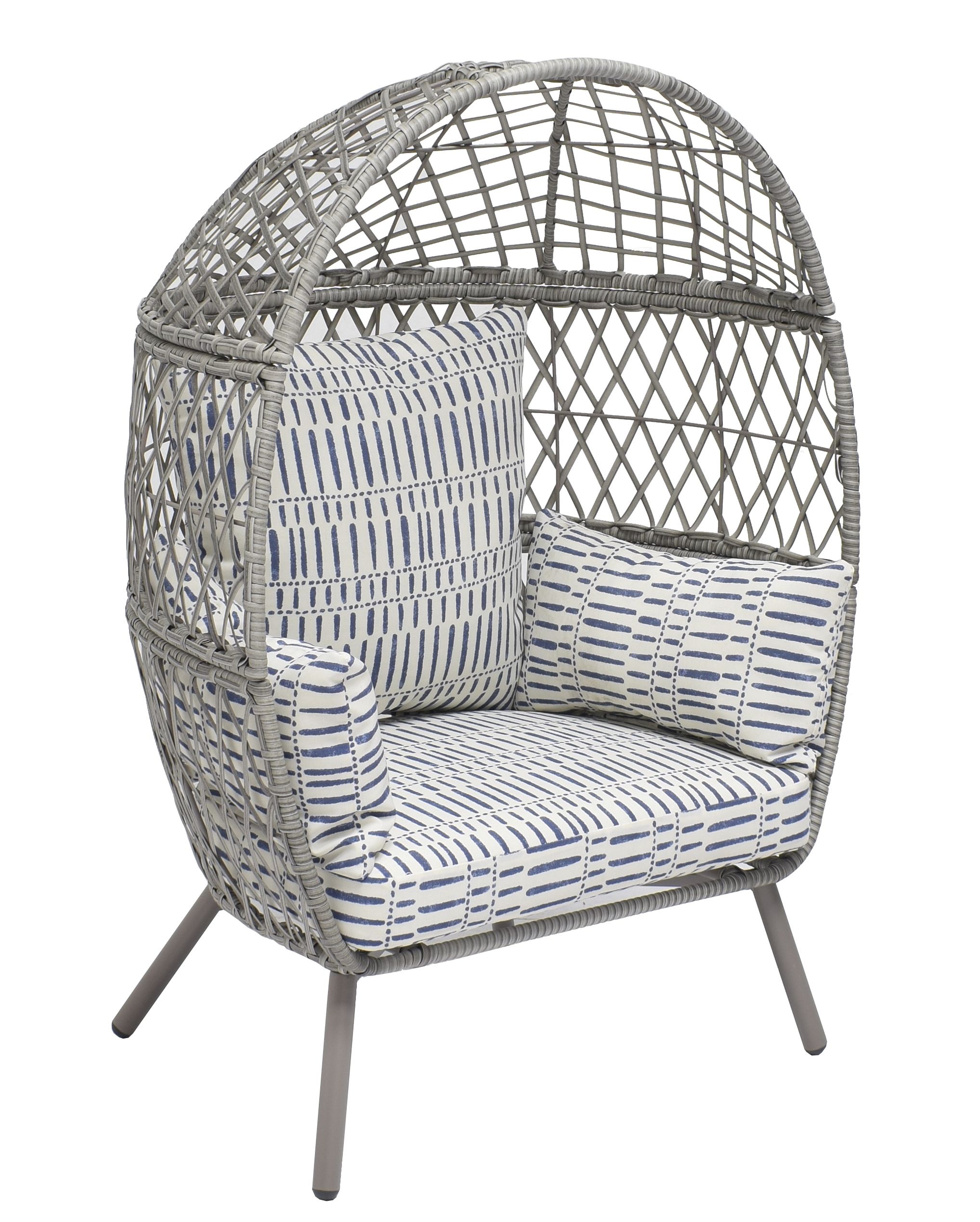Better Homes & Gardens Kid's Ventura Outdoor Stationary Wicker Woven Egg Chair, Gray - image 2 of 7