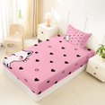 thumbnail image 5 of Manfei Kawaii Kitten Twin Sheets, Sweet Love Heart Doodle Bedding, Pink, 3-Piece, 1 Flat Sheet, 1 Fitted Sheet and 1 Pillowcase, 5 of 6