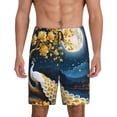 thumbnail image 3 of Lsque Moonlit Golden Tree Peacock Mens Sleep Pajama Shorts,Short Pajama Pants, Cotton Ultra-Soft Knit-Small, 3 of 9