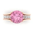 thumbnail image 2 of Clara Pucci 18K Rose Gold 3.39 Simulated Pink Diamond Engraveable Engagement Ring + Wedding Band Set, 2 of 7