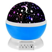 Sun And Star Lighting Lamp 4 LED Bead 360 Degree Romantic Room Rotating Cosmos Star Projector With 59 Inch USB Cable, Light Lamp Starry Moon Sky Night Projector Kid Bedroom Lamp for Christmas (Blue)