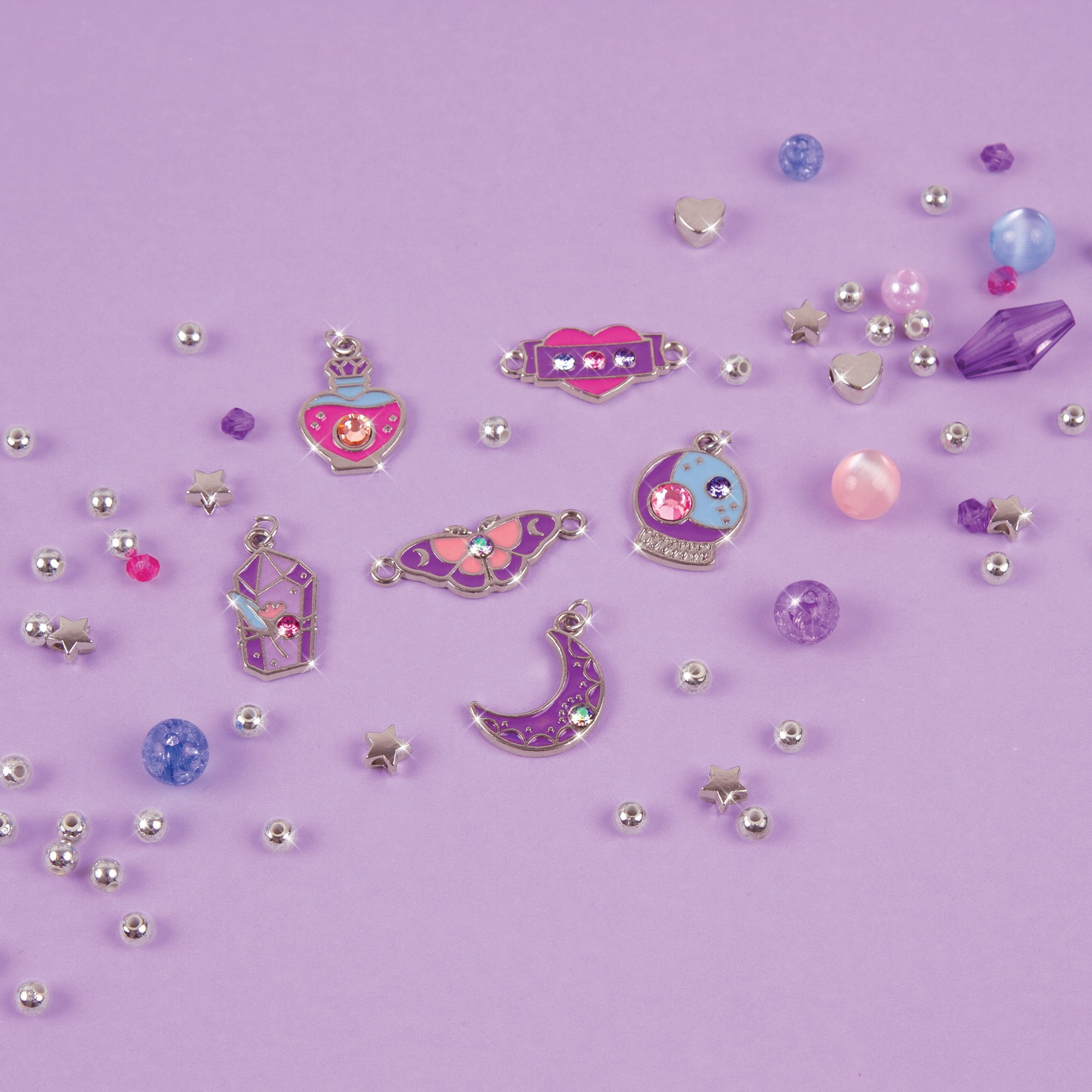 Make It Real: Crystal Dreams DIY Spellbinding Jewels & Gems - Create 8 Unique Charm Bracelets, 329 Pieces, Pink Purple & Blue, Tweens & Girls, Arts & Crafts, Kids Ages 8+