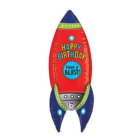 LOONBALLOON Alien, Space, Earth Theme Balloons, 36″ DIMENSIONALS BLASTING BIRTHDAY ROCKET
