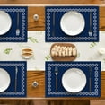 thumbnail image 5 of Dark Blue Linen Placemats, 18 x 12 inch, Waterproof and Absorbent Holiday Table Mats Set of 4 for Home Dining & Special Occasions, 5 of 6