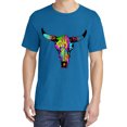 thumbnail image 2 of Wild Bobby, Colorful Rainbow Cow Bull Skull, Animal Lover, Garment-Dyed Washed Look Short Sleeve T-Shirt, Cobalt, Small, 2 of 3
