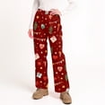thumbnail image 5 of WTOBBY Women's Festive Christmas Print Pajama Bottoms, Soft and Comfortable Fleece-Lined Sleep Pants with Snowflake and Tree Designs, Casual Home Wear for Winter,Wine 2XL, 5 of 5