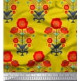 thumbnail image 1 of Soimoi Yellow Cotton Duck Fabric Leaves & Poppy Floral Fabric Prints By Yard 56 Inch Wide, 1 of 3