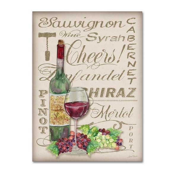 Trademark Fine Art 'Cheers Wine Art 2' Canvas Art by Jean Plout