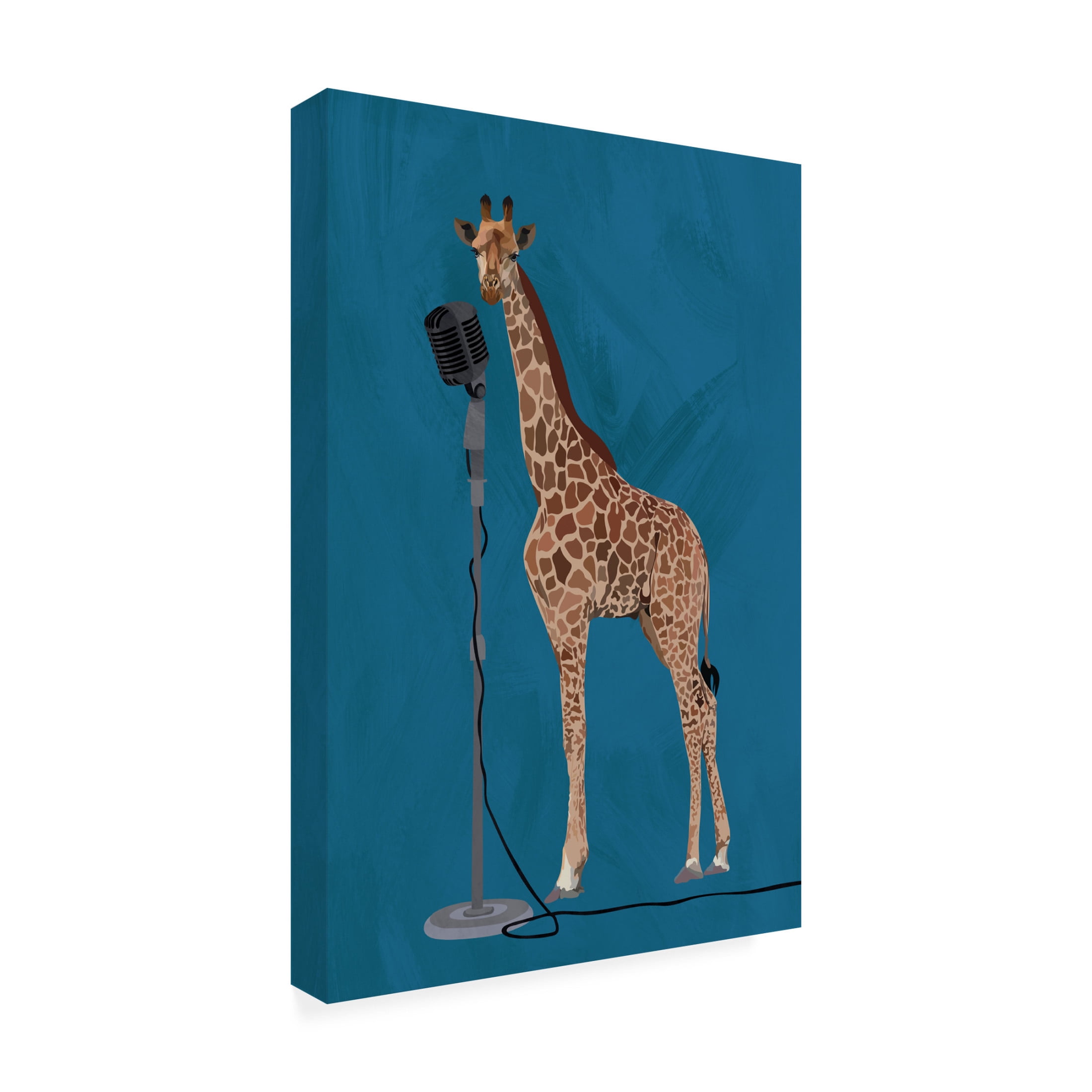 Trademark Fine Art Sarah Manovski  Giraffe Microphone Pink 2 01 Canvas Wall Art