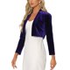 thumbnail image 4 of Inspire Chic Chaquetas de terciopelo para mujer, cárdigan de manga larga, frente abierto, chaqueta bolero corta, morado, 4 of 6