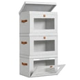 thumbnail image 3 of 3 Pack Light Gray Closet Storage Bins with Lids Front Opening Storage Bin Collapsible Fabric Organizer with Clear Window Dual Handles Closet Clothes Blanket Book Storage Box for Home DIMJ, 3 of 8