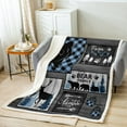 thumbnail image 2 of Farmhouse Bear Deer Throw Blanket, Rustic Patchwork Plaid Sherpa Blanket 40"X50" Teen, Adventure Camping Fleece Blanket Wooden Barn Door Fuzzy Blanket,Black Grey, 2 of 4
