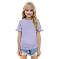 thumbnail image 1 of Mgmyaa T-Shirt à Manches Courtes pour Filles, Manches à Volants Mignonnes, Col Rond, Blouse d'Été Décontractée, 1 of 5