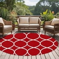 thumbnail image 4 of Round Rugs 5Ft, Red Abstract Round Area Rug Washable Indoor Throw Carpet, Modern White Geometric Twisted Art Soft Non Slip Circle Rug for Cabinet Bathroom Home Decor Aesthetic, 4 of 8